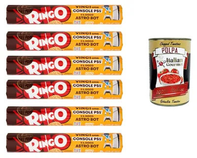 Produktbild von Ringo Doppelkekse Kakao Vanille 6x165g Familienpack Snack italienische Sandwichkekse für Kinder Schule Büro Vorrat + Italian Gourmet polpa