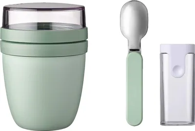 Produktbild von Mepal | Lunchpot Ellipse Set | faltbarer Löffel integriert | Nordic Sage | praktischer Müslibecher und Transportbehälter