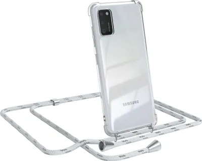 Produktbild von EAZY CASE Handykette kompatibel mit Samsung Galaxy A41, Handyhülle mit Umhängeband, Handykordel, Schutzhülle Clear, Band in Weiß