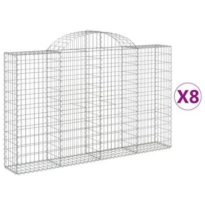 Produktbild von vidaXL Gabionen mit Hochbogen 8 Stk. 200x30x120/140cm Verzinktes Eisen