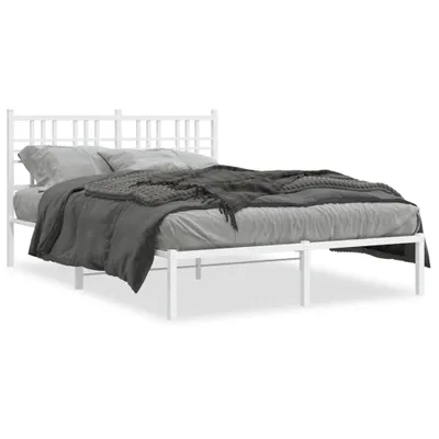 Produktbild von vidaXL Bettgestell mit Kopfteil Metall Weiß 140x200 cm