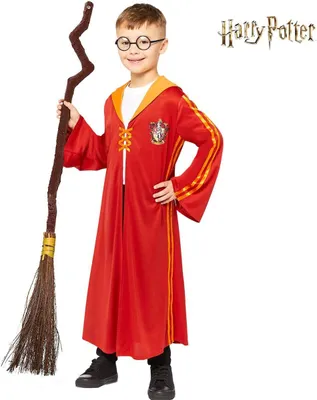 Harry Potter Kostüm Quidditch Umhang Gryffindor für Kinder 4-10 Jahre rot-gold Fasching Karneval Mottoparty Familienkostüm