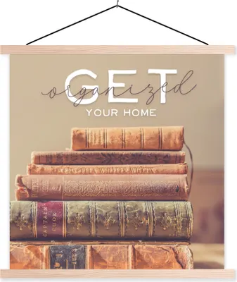 Produktbild von MuchoWow® Textilposter Bring Ordnung in dein Haus' - Sprichwörter - Zitate 40x40 cm mit holzfarbenen Rahmen - Posterleiste