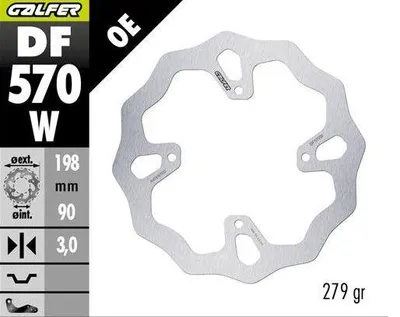 Immagine prodotto di Disco freno anteriore GALFER per KTM SX 65 dal 2025; HUSQVARNA TC 65 dal 2025; GAS GAS MC 65 dal 2025 (198 x 90 x 3 mm), modello a onda
