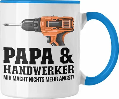 Produktbild von Trendation - Papa und Handwerker Tasse Geschenkidee Vater für Handwerker Geburtstag Vatertag Spruch Geschenkidee (Blau)