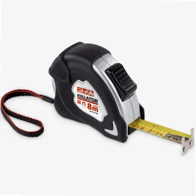 Zdjęcie produktu dla Taśma miernicza 8 metrów - dwustronny nadruk Auto Lock + zaczep do paska KREATOR - Taśma miernicza 8m