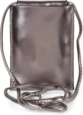 Produktbild von styleBREAKER Damen Handy Umhängetasche Metallic Glanz PU, Platin
