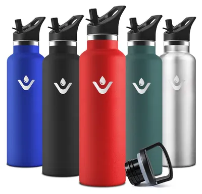 Produktbild von Trinkflasche 500 ml Edelstahl, BPA-frei, isoliert, Motswedi, rot, mit