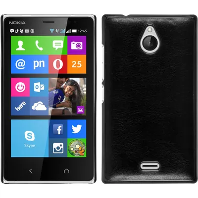Produktbild von PhoneNatic Case kompatibel mit  Nokia X2 - Hülle schwarz Lederoptik Hard-case + 2 Schutzfolien