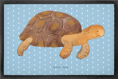 Produktbild von Mr. & Mrs. Panda fußmatte Schildkröte Marschieren 50 x 75 cm - Blau Pastell - Geschenk, Bodenvorleger, Lieblingsmensch, Abenteuer, Schildkröten, Schmutzfänger, Motivation
