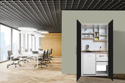 Produktbild von Küche Büroküche Miniküche Singleküche Weiß Schwarz Peter 104 cm Respekta