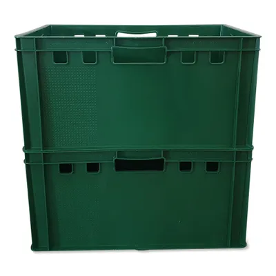 Produktbild von 2er Set Eurofleischerkiste Vorratsbox E3 Kiste Behälter Gemüsekiste stabelbar Farbe blau (2xE3 grün)