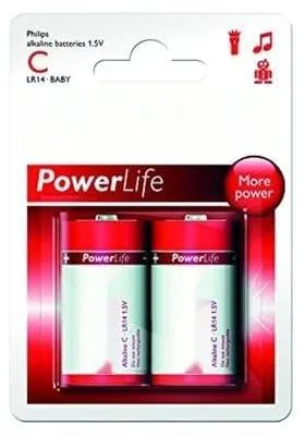 Image de Batteries alcalines Philips C LR14P2B/10, 1,5 V, lot de 2, idéales pour les appareils qui nécessitent