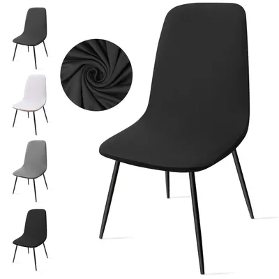 Produktbild von Stuhlhussen 6er Set Schwarz Stretch Waschbar für Esszimmerstühle