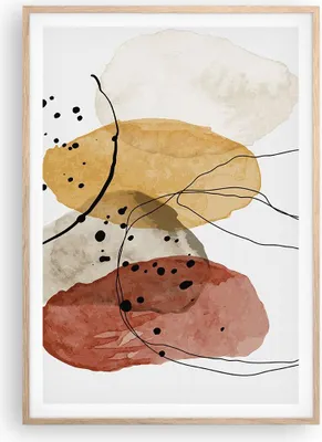 Produktbild von Gerahmtes Poster - Rahmen in heller Eiche - Aquarell Abstraktion Formen - 70x100 cm - Wand Bild - Wanddeko - Wandbilder - Kunstposter - Wandposter - Bilderrahmen - Bilder - P2NPA70x100-4658