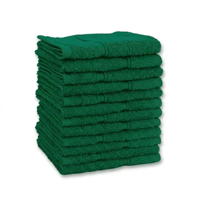Produktbild von Vency Premium 12er-Pack Gästehandtücher  Handtücher für Gesicht und Hände – 100 % Baumwolle, weich und saugfähig – 30x30 cm, Dunkelgrün