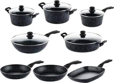 Produktbild von Westinghouse Pfannenset Black Marble - 8 Pfannen - Komplettes Pfannenset - Induktion und alle anderen Wärmequellen