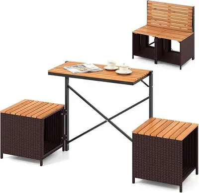 Imagen del producto de Banco de jardín 2 en 1, convertible en mesa de picnic y banco (marrón)