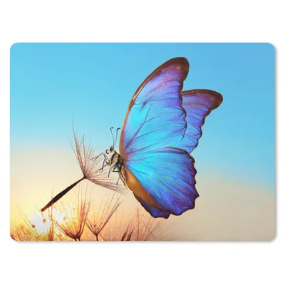 Produktbild von MuchoWow® Mauspad Mousepad Schmetterling - Löwenzahn - Blau 23x19 cm - Mousepads - Maus Mat - Pad - Mausunterlage - Schreibtischunterlage - Mauspad