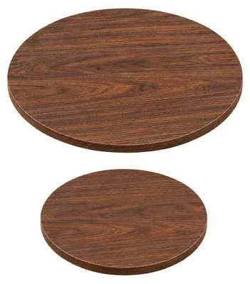 Produktbild von 2er Set runde Tischplatten 70 cm und 50 cm in Walnussoptik 18 mm, KI-generiertes Bild