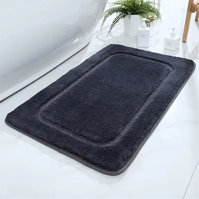 Image de Tapis de bain Tapis de sol antidérapant Absorbant l'eau Ultra doux Lavable en machine pour baignoire, douche 19.69 × 31.50 pouces,Noir