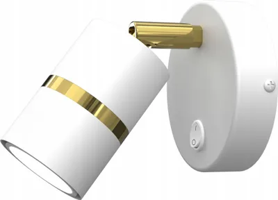 Obrázek produktu pro Nástěnná lampa, stropní lampa, bílá a zlatá, s pohyblivým LED světlem, patice GU10, polská lampa