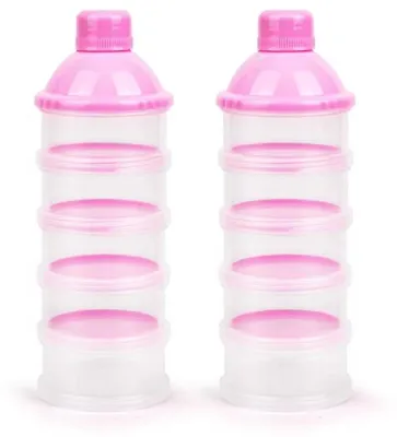 Produktbild von PromoHome® 5-lagiger Pulverspender für Babynahrung - Rosa, stapelbar, tragbar