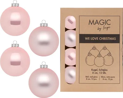 Produktbild von Weihnachtskugeln Glas 8cm 12 Stück - Lovely Magnolia