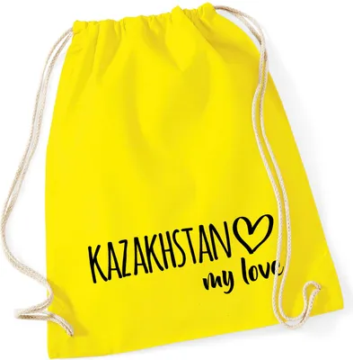 Produktbild von Huuraa Turnbeutel Kazakhstan my love 12 Liter Yellow Baumwolle Rucksack Geschenkidee