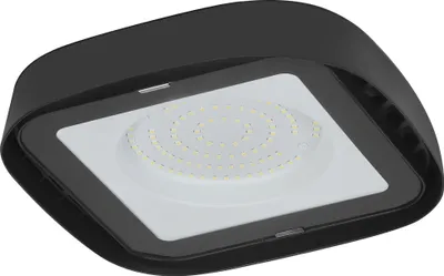 Produktbild von OSRAM Highbay Ufo Deckenleuchte in Schwarz, bietet 80 W und 9300 lm in Tageslichtweiß bei 6500 K, mit IP65 besteht ein Schutz gegen Strahlwasser und Staub (staubdicht), ideal für hohe Decken
