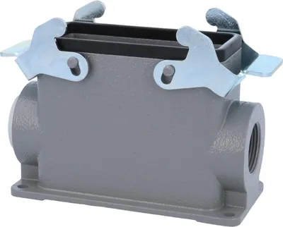 Produktbild von HARTING Han 16B Sockelgehäuse hoch, 1xM25 seitlicher Kabelabgang, mit 2 Querbügeln Verschraubung M25 Klemmbereich 9,0mm