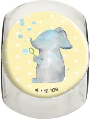Produktbild von Mr. & Mrs. Panda Frischhaltedose Elefant Seifenblasen XL 2000ml - Gelb Pastell - Geschenk, Vorratsdose, Liebesspruch, Glas, Elefanten, schraubglas, Tiermotive, Rüsseltier