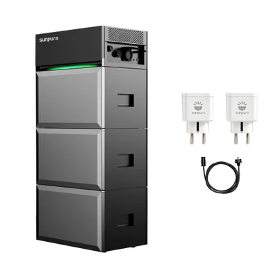 Produktbild von Balkonkraftwerk Speicher, Sunpura S2400 All-in-One Speichersystem Energiespeichersystem 2,4 kWh mit B2400 Erweiterungsakku*2 & 2x Smarter Plug