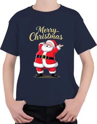 Produktbild von Merry Christmas Weihnachtsmann Santa Claus Lustig Geschenk Kinder Uni Kinder T-Shirt, Navy, 152