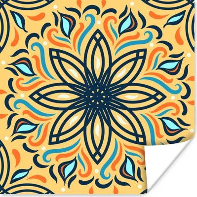 Produktbild von MuchoWow® Poster Blume - Blätter - Schwarz - Gelb 75x75 cm - Wand Dekoration