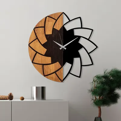 Produktbild von Opviq, Wooden Clock - 80, Wanduhren, Nussbaum, Metall, 56 x 56 cm