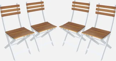 Immagine prodotto di Set 4 sedie da giardino pieghevoli in acacia, Bianco