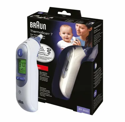Obrázok produktu pre Braun ThermoScan 7, Diaľkové snímanie, Biela, Ucho, 9 položky, LED, 34 - 42,2 °C