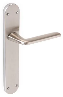 Zdjęcie produktu dla Emuca Zestaw klamek do drzwi wewnętrznychSydney, z prowadnicą 43x250mm, Aluminium i Znal, Nikiel satynowy