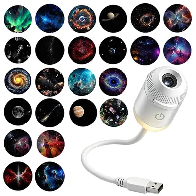 Zdjęcie produktu dla Projektor galaktyczny 2-w-1 USB, lampka nocna z funkcją projektora