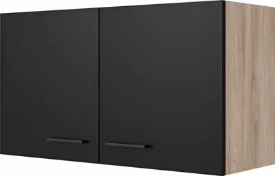 Produktbild von Hängeschrank Küche - 100 cm breit - Schwarz matt Endgrain Oak – Capri