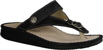 Produktbild von Finn Comfort Alexandria-Soft, Schwarz, Leder, Zehenstegpantolette, Damenschuhe, - Damenschuhe Pantolette / Zehentrenner, Schwarz, leder (nappaseda)