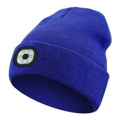 Produktbild von LED Mütze mit Licht, Beleuchtete Mütze Aufladbar USB für Männer und Frauen, Einstellbare Helligkeit Stirnlampe Winter Beanie Mütze mit Licht, Uni Winter Wärmer Strickmütze mit Licht.Farbe:Blau