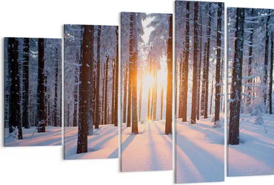 Produktbild von Bild auf Leinwand - Leinwandbild - Wald Winter Schnee - 150x100cm - Wand Bild - Wanddeko - Leinwanddruck - Bilder - Kunstdruck - Wanddekoration - Leinwand bilder - Wandkunst - EG150x100-3629