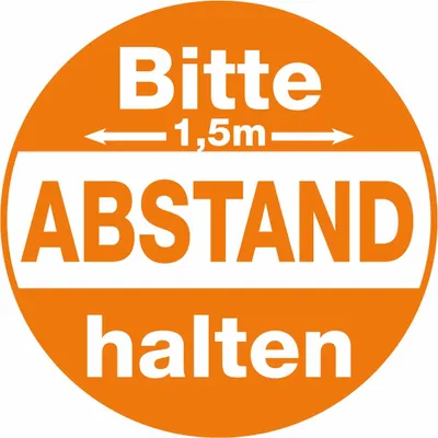 Produktbild von Fußboden-Aufkleber - Rund - "1.5 M - Abstand" (30x30cm) - ORANGE