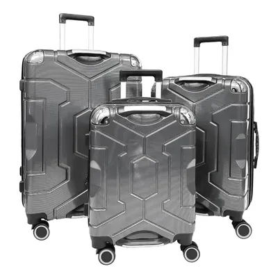 Produktbild von Koffer Suitcase Set, Rollkoffer Handgepäck mit 4 Rollen 360°, ABS Hartschalen, Sicherheitsschloss, Weicher Gummigriff (3er Set, M,L&XL, Silber)