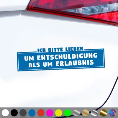 Produktbild von PantherPixel Erlaubnis Aufkleber Verzeihung Entschuldigung Sticker Auto Geschenkidee Farbe Blau