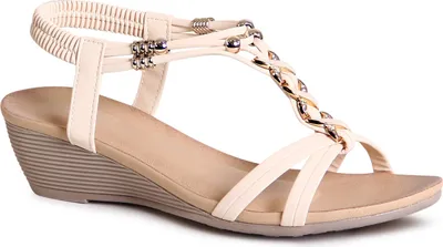 Produktbild von topschuhe24 2773 Damen Keilabsatz Sandalen Riemchen Sandaletten, Farbe:Beige, Größe:40 EU