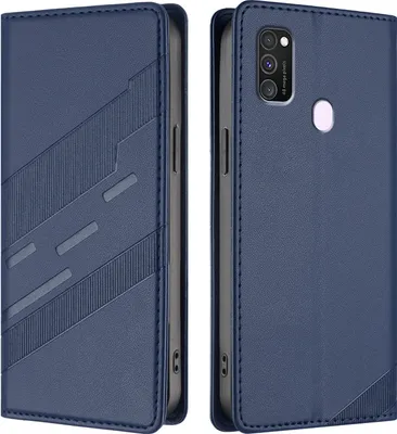 Produktbild von Hülle für Samsung Galaxy M30S / M21, Kunstleder Brieftaschen Handyhülle mit Kartenfach und Standfunktion Blau