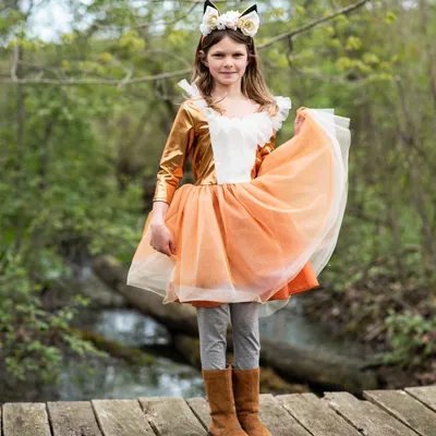 Fuchs Kostüm Kleid Fanny Fox mit Haarreif für Kinder Gr. 98-128